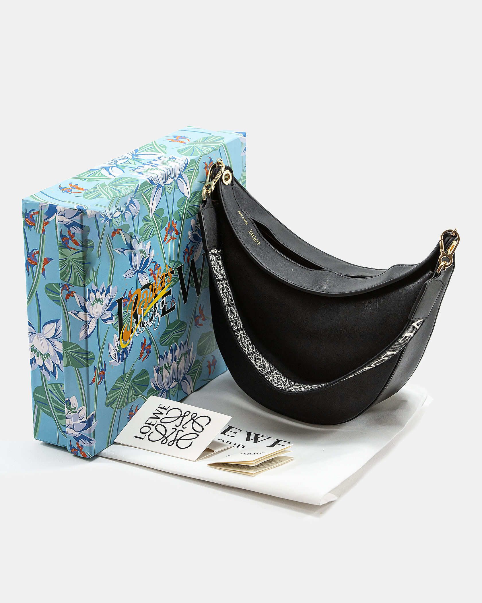 Loewe Luna Leather Shoulder Bag in Black - 2