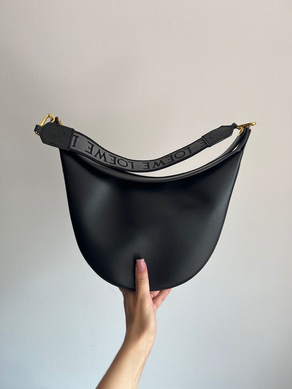 Loewe Luna Leather Shoulder Bag in Black - 3