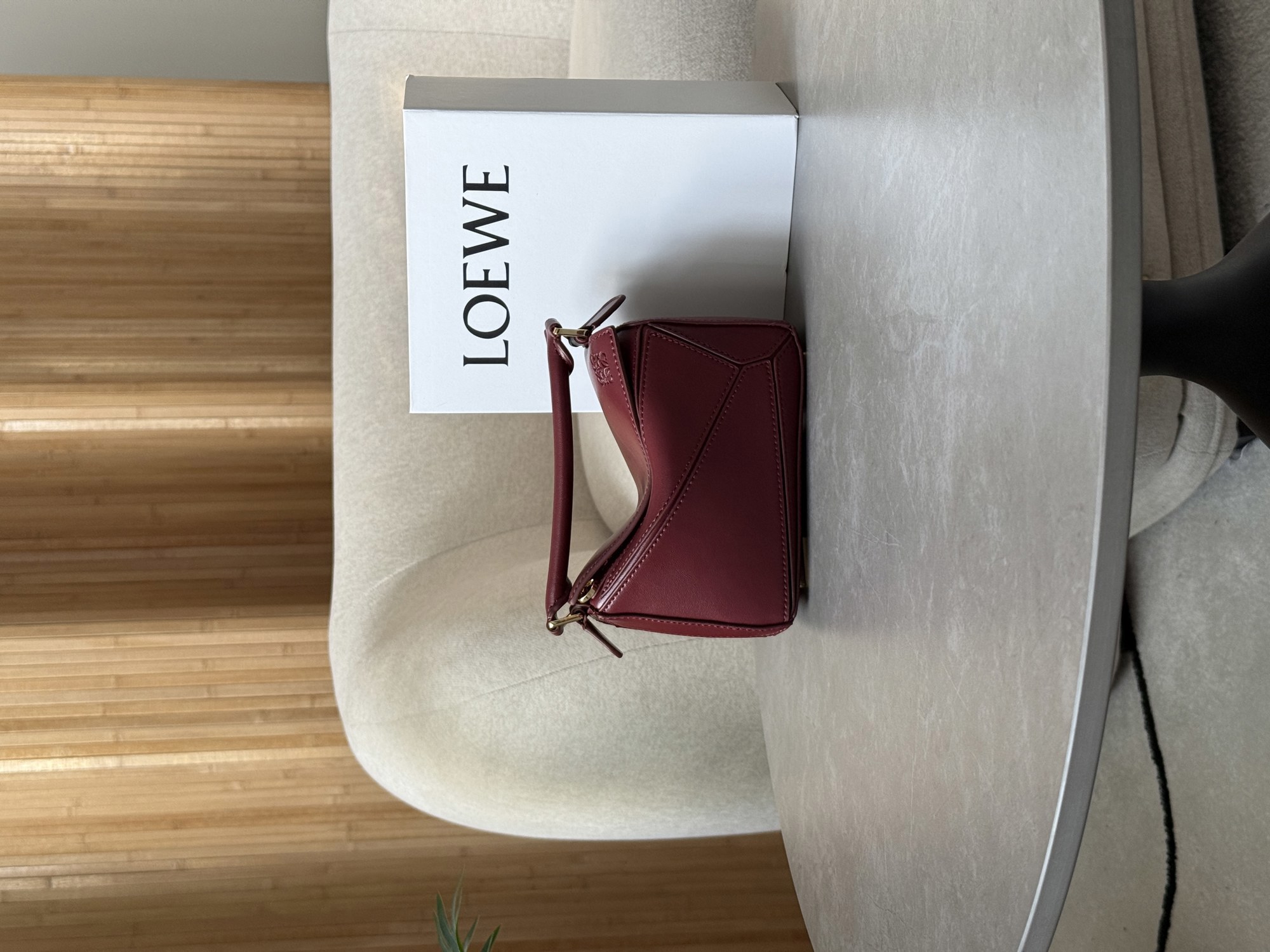 Loewe Mini Puzzle Bag Burgundy - 12