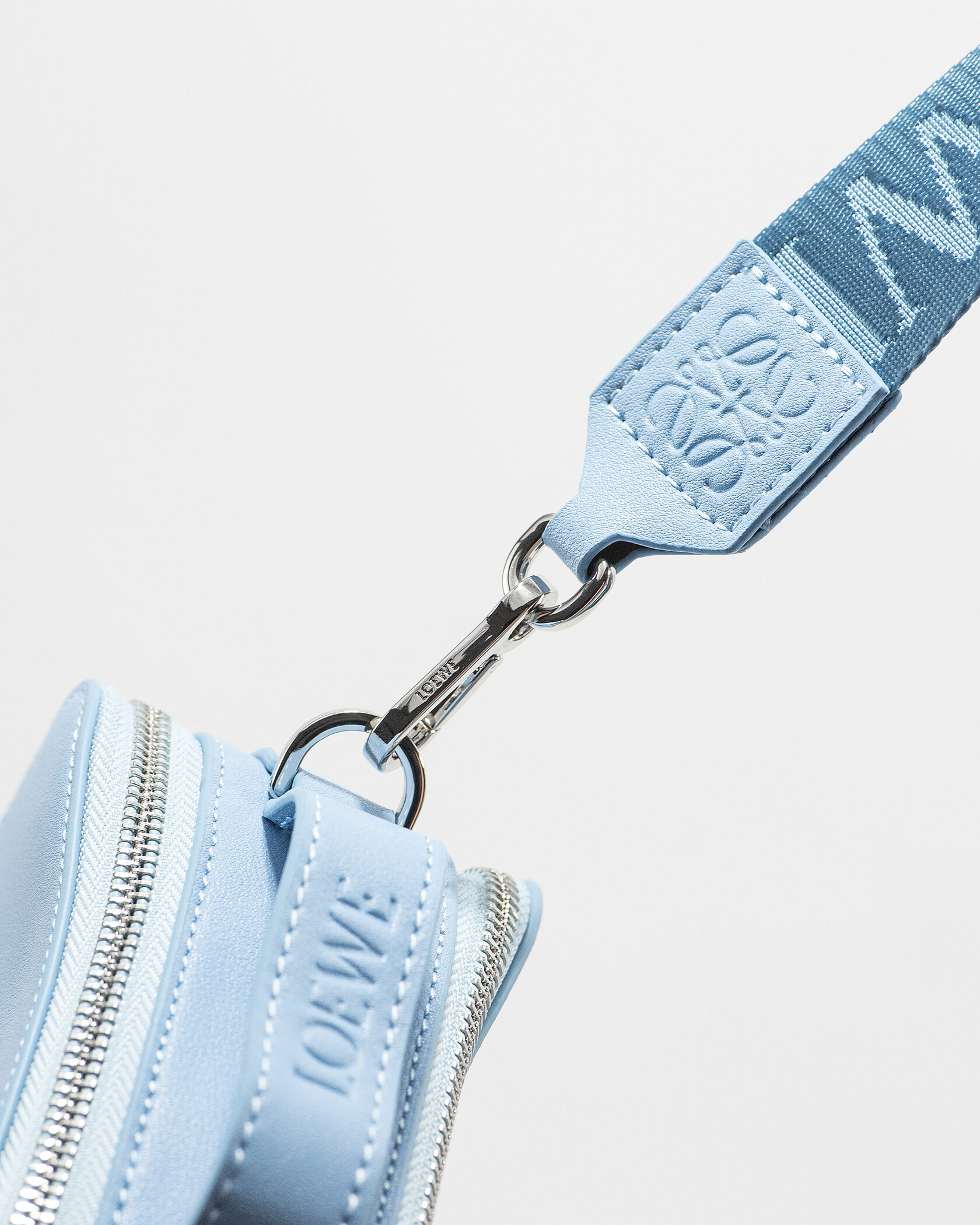 Loewe Mini Soft Box Bag Embossed in Light Blue - 12