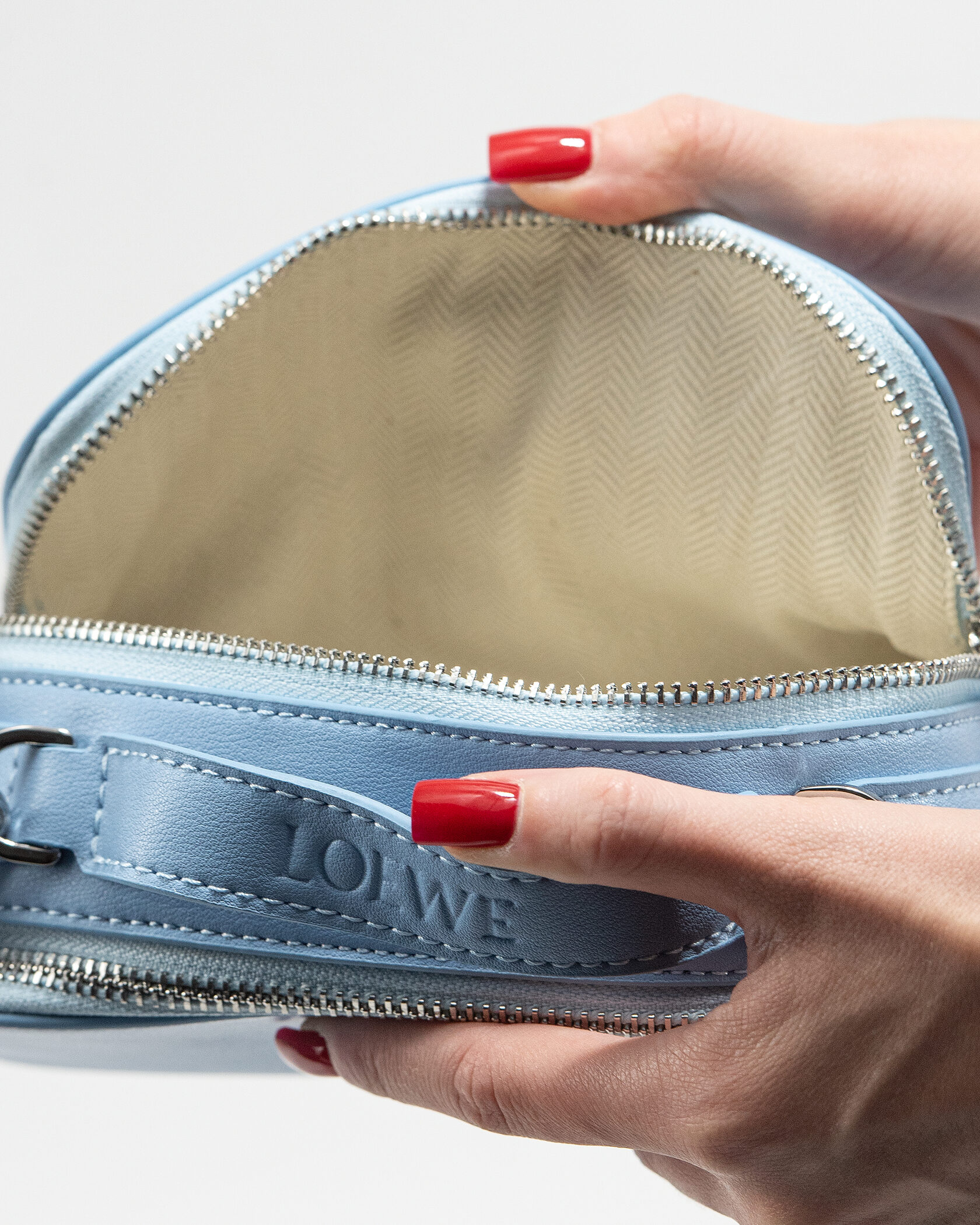 Loewe Mini Soft Box Bag Embossed in Light Blue - 13