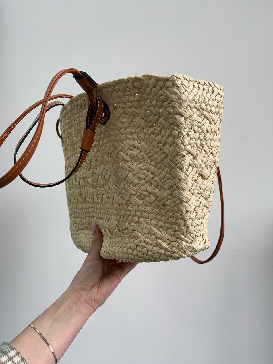 Loewe Paula's Ibiza Small Leather-Trimmed Woven Raffia Tote - 6