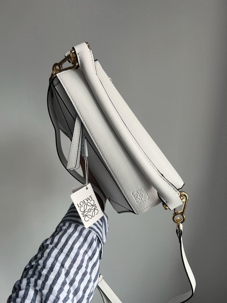 Loewe Small Puzzle Bag in Classic Calfskin White - 6