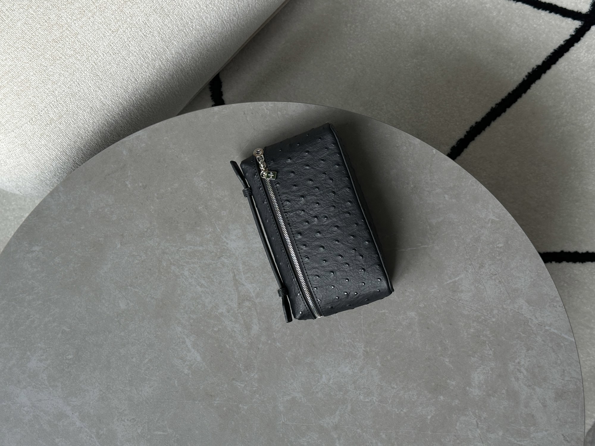 Loro Piana Extra Bag 19 Ostrich Leather Black - 9