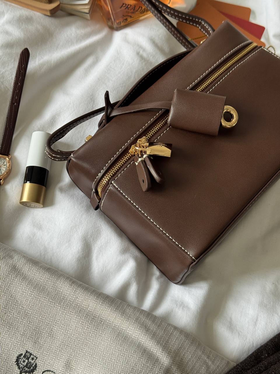 Loro Piana Extra Bag L27 Smooth Calfskin Brown - 12