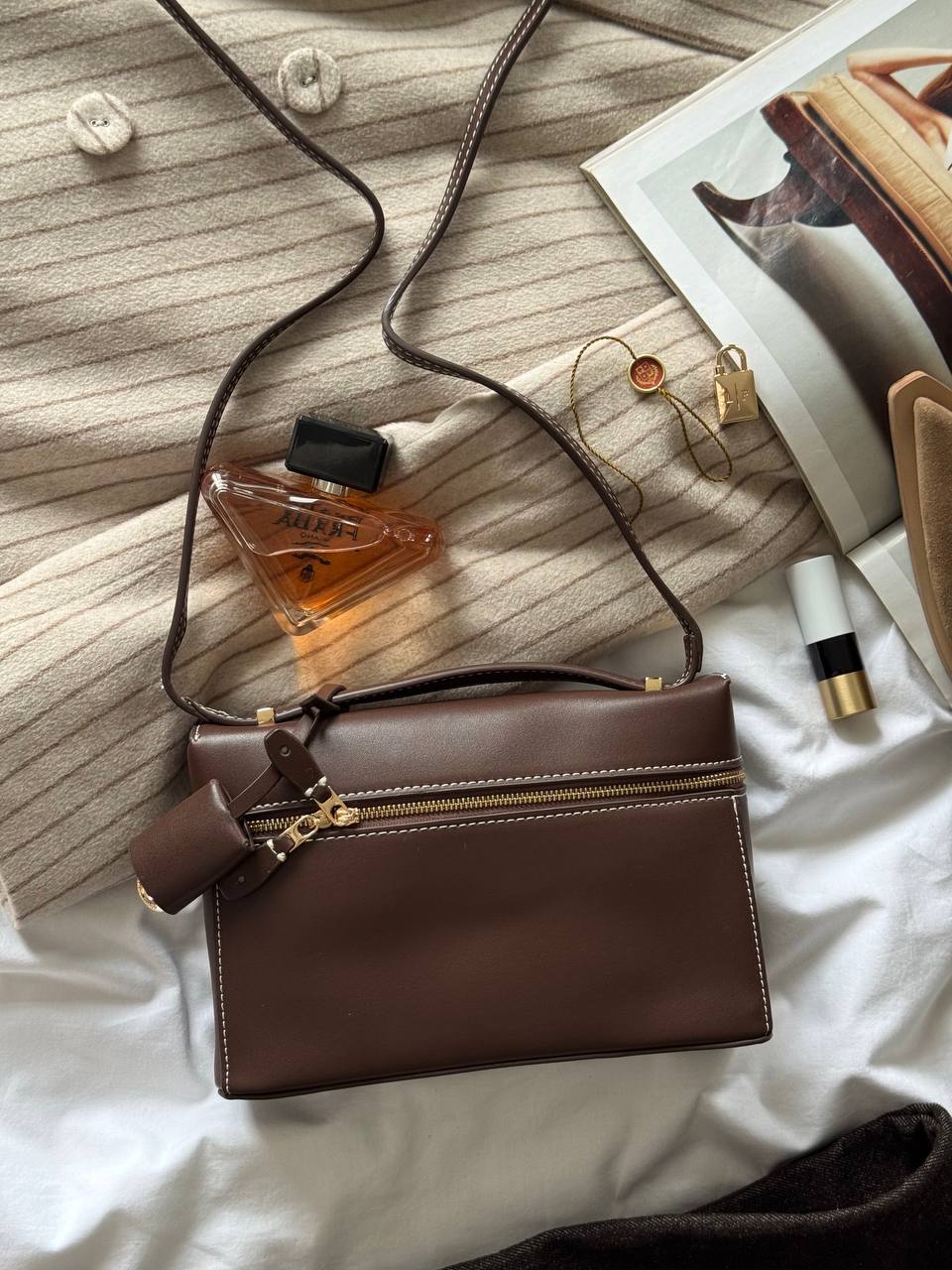 Loro Piana Extra Bag L27 Smooth Calfskin Brown - 6