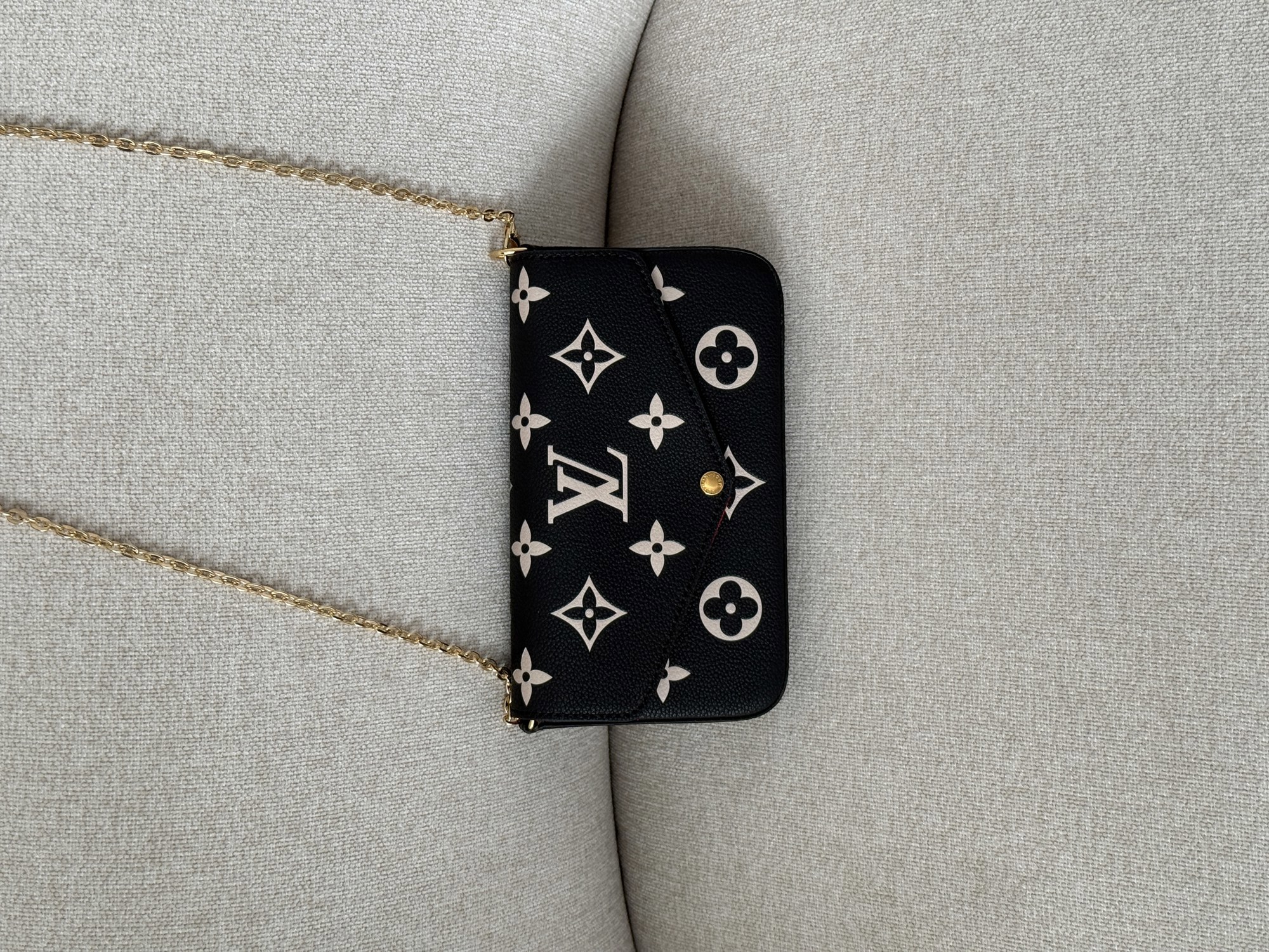 Louis Vuitton Félicie Pochette Bag Black/Beige - 14