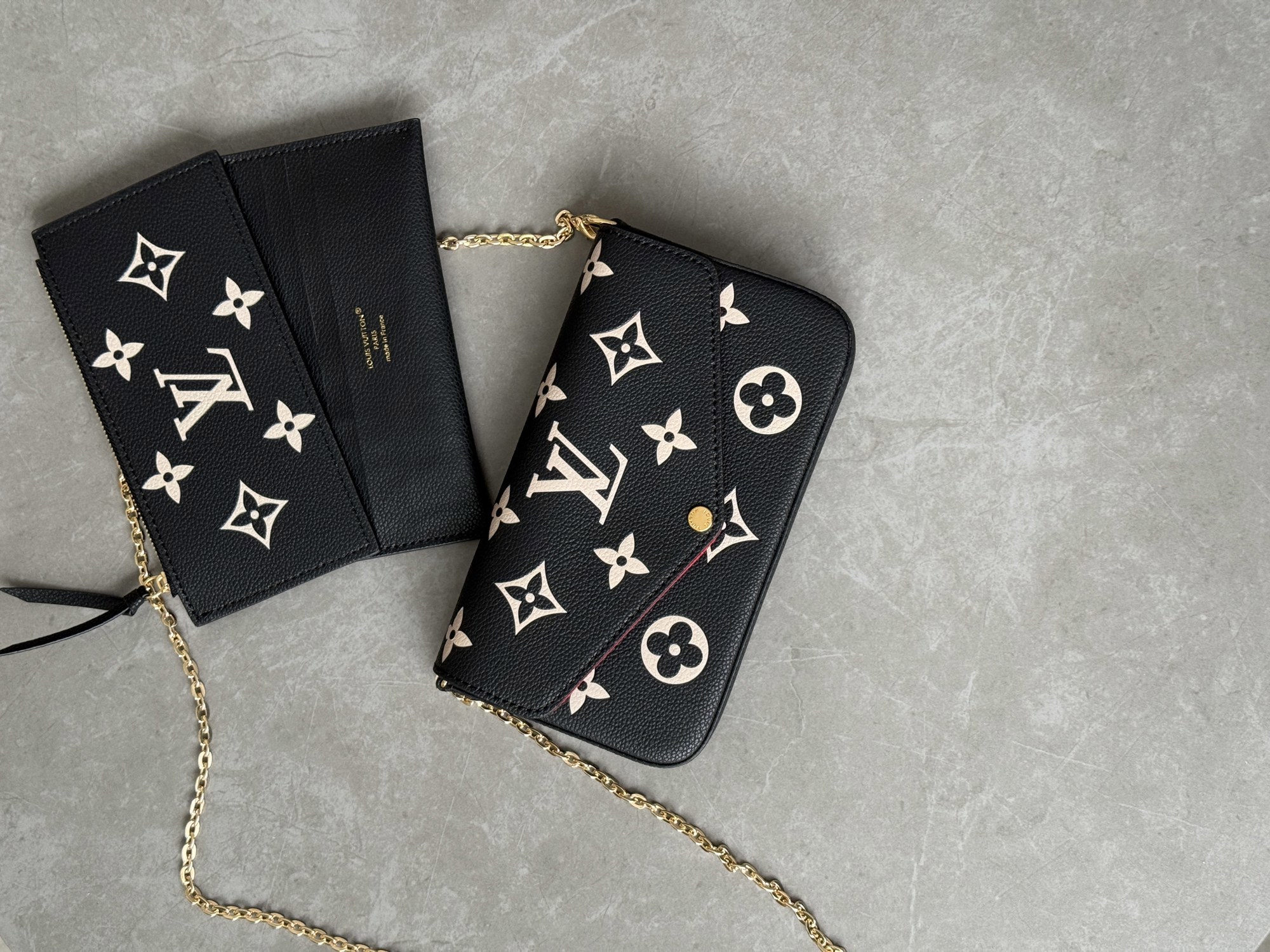 Louis Vuitton Félicie Pochette Bag Black/Beige - 11