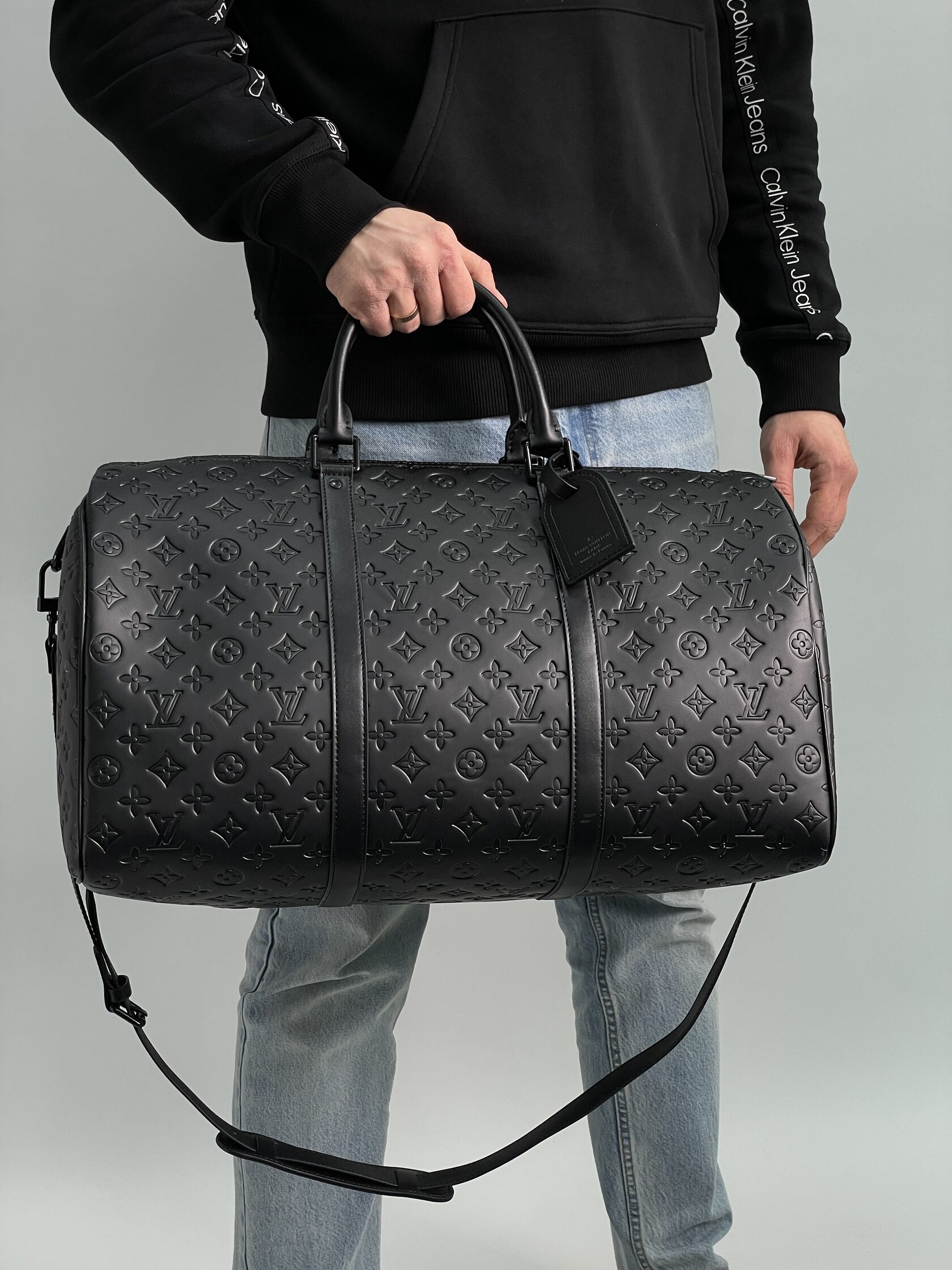 Louis Vuitton Keepall Bandouliere 50 Monogram Shadow Black in Embossed Leather - 6