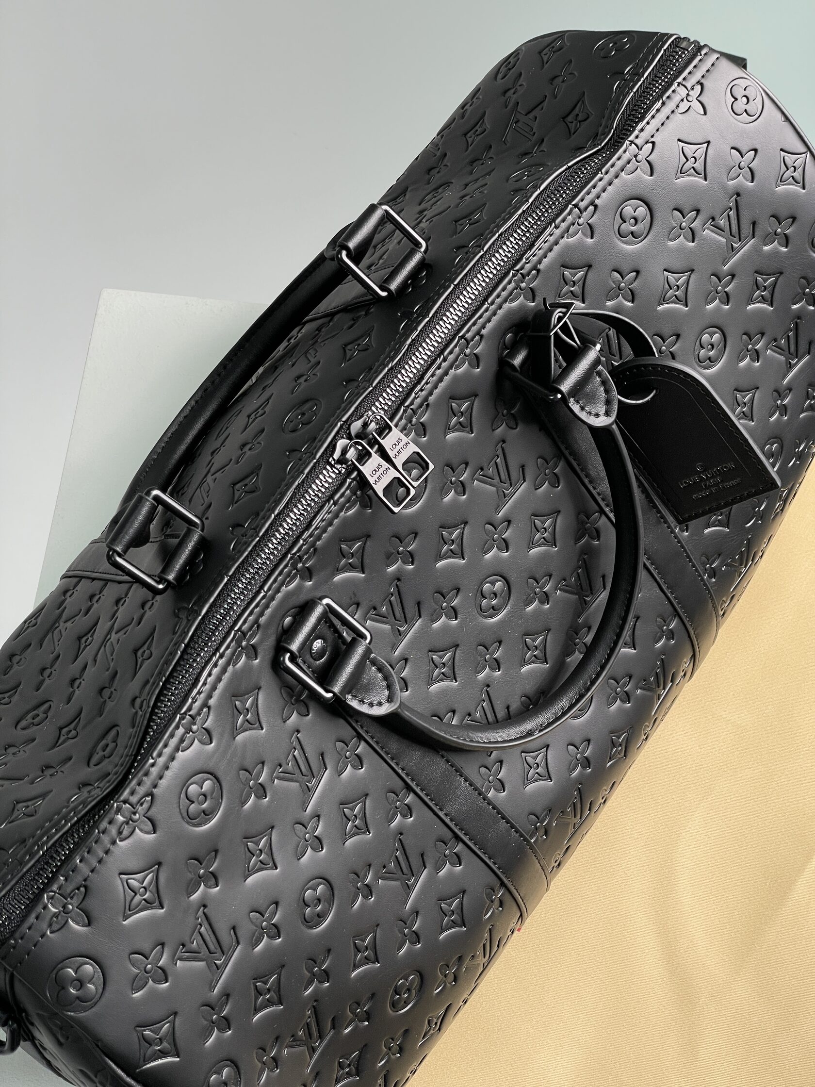 Louis Vuitton Keepall Bandouliere 50 Monogram Shadow Black in Embossed Leather - 8