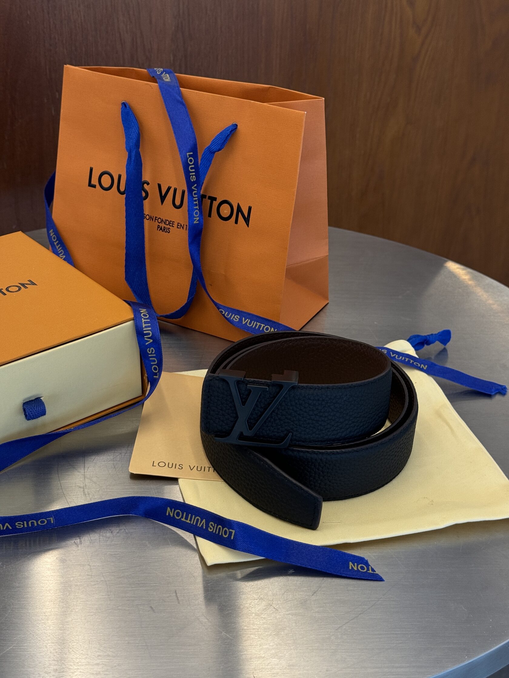 Louis Vuitton Leather Belt Black/Black - 9