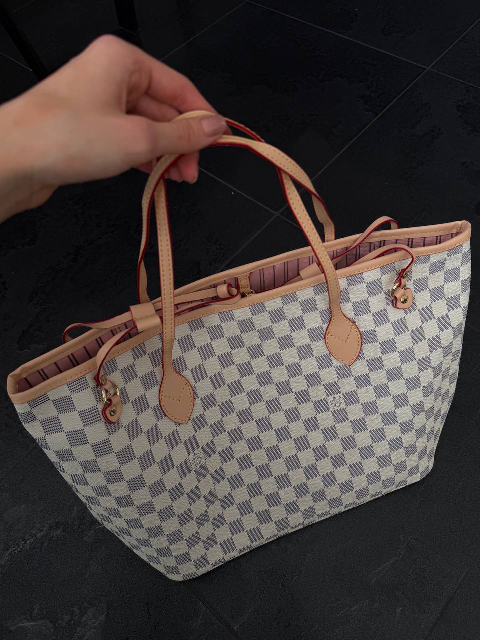 Louis Vuitton Neverfull MM Damier Azur Rose Beige - 2