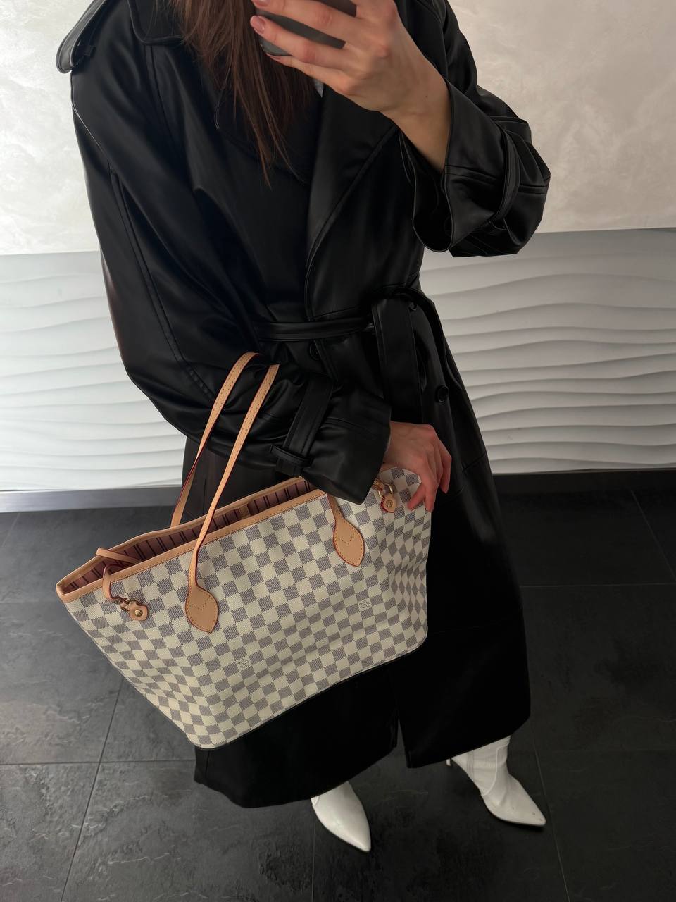 Louis Vuitton Neverfull MM Damier Azur Rose Beige - 3