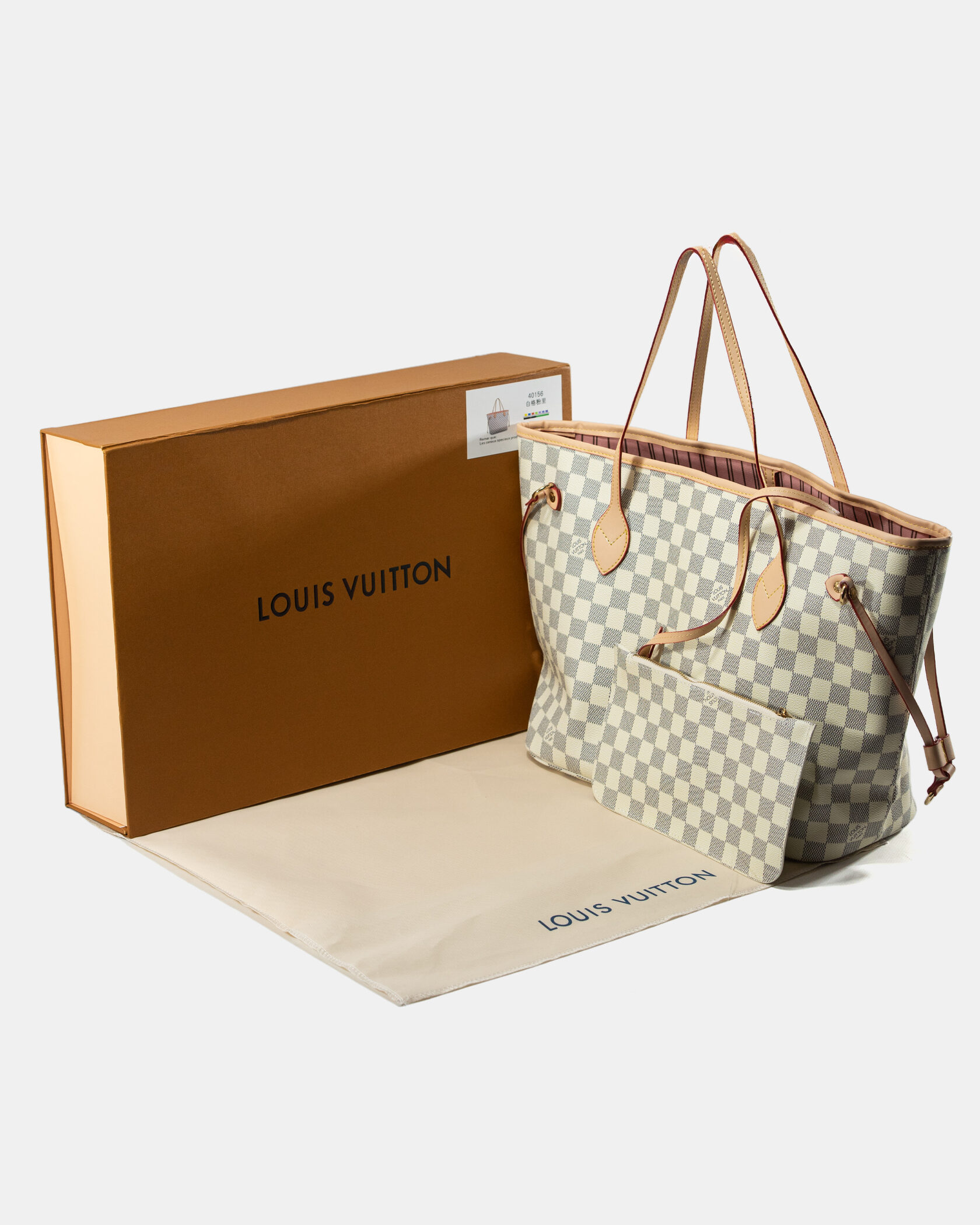 Louis Vuitton Neverfull MM Damier Azur Rose Beige - 2
