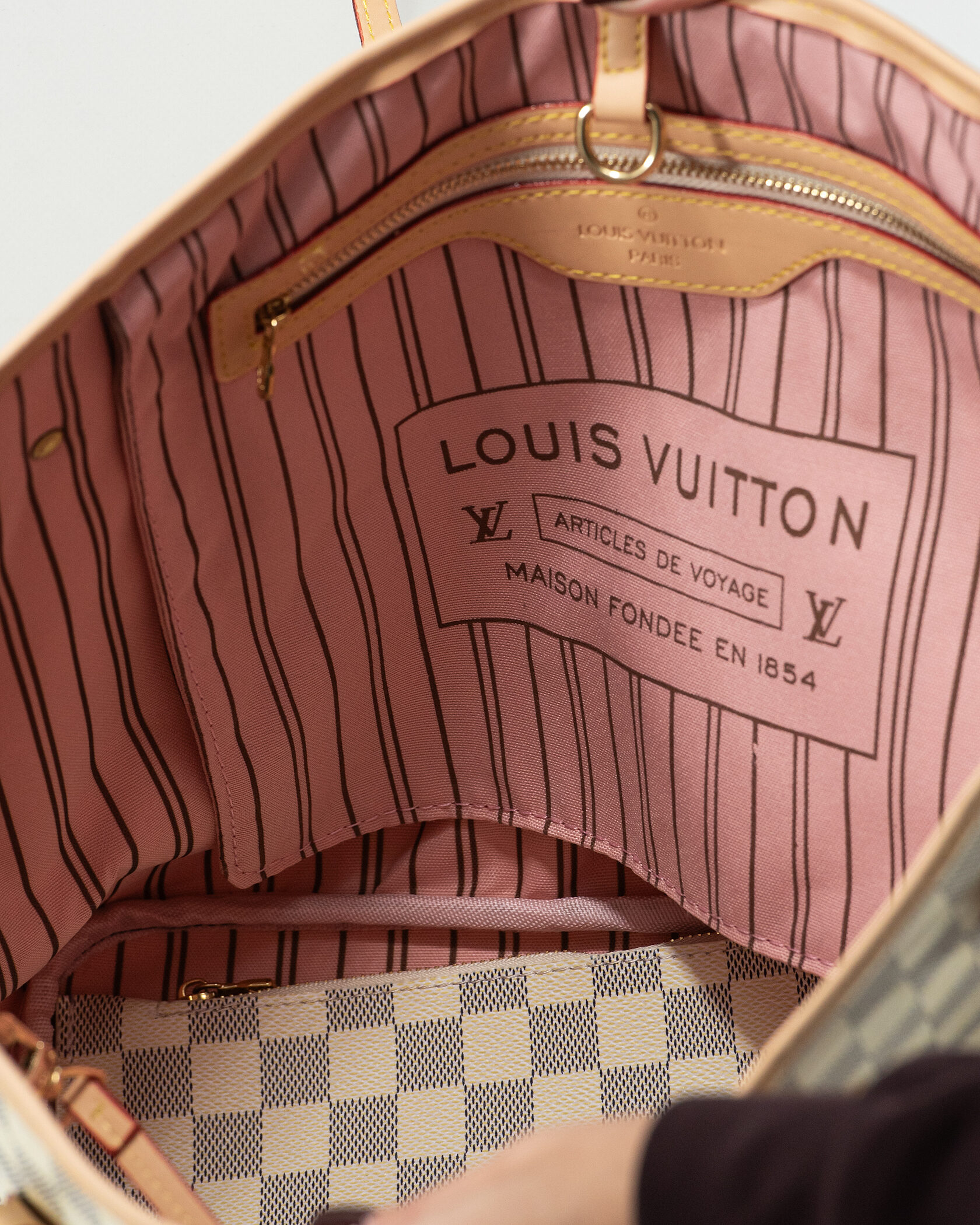 Louis Vuitton Neverfull MM Damier Azur Rose Beige - 9