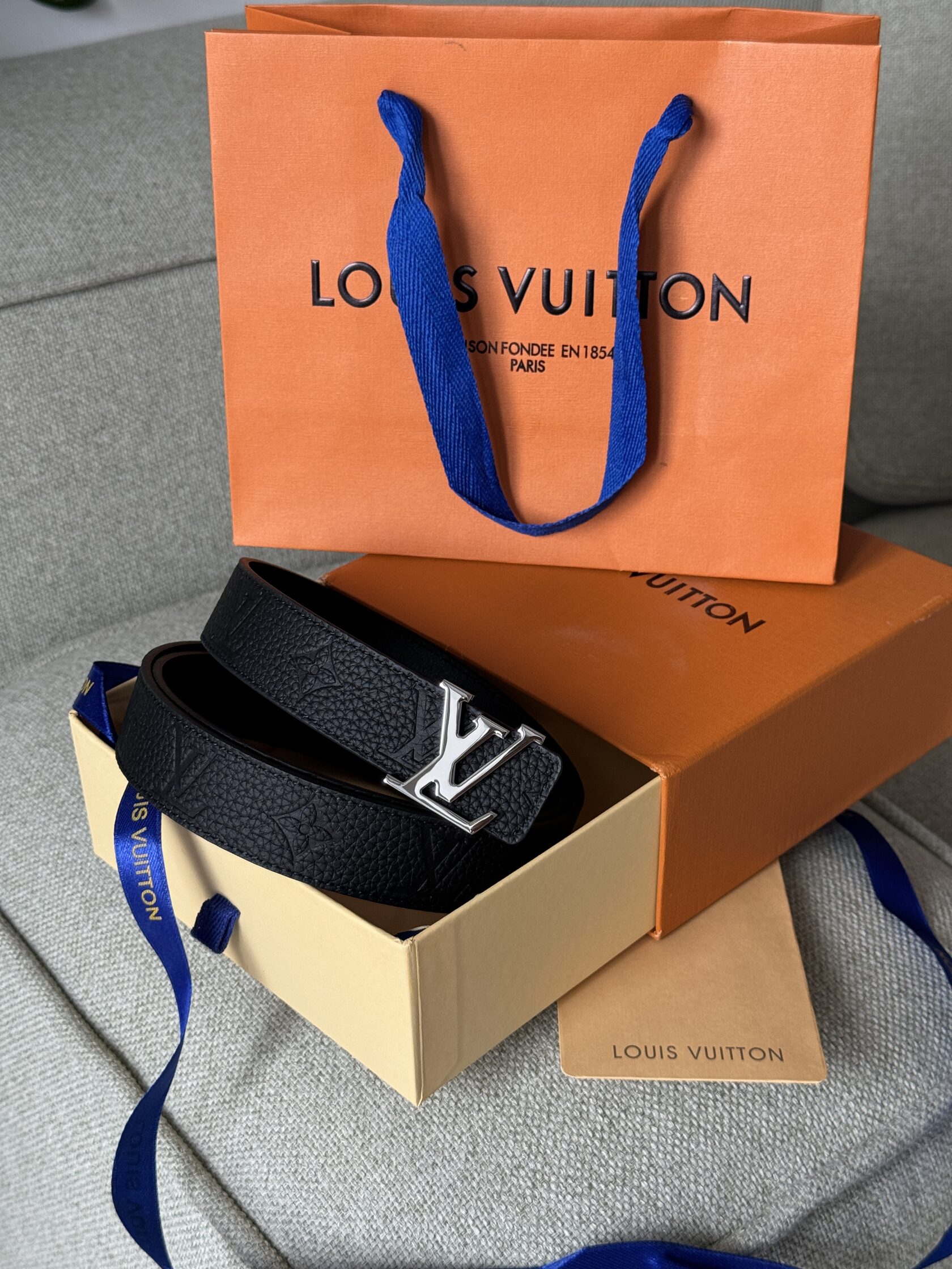 Louis Vuitton Reversible Leather Belt 30mm Embossing Black/Silver - 3