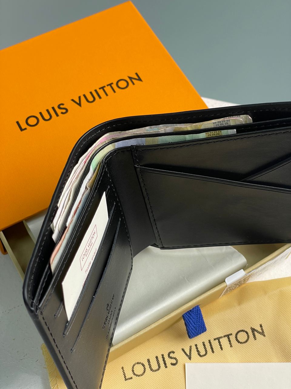 Louis Vuitton Slender Wallet Black Embossed Leather - 11