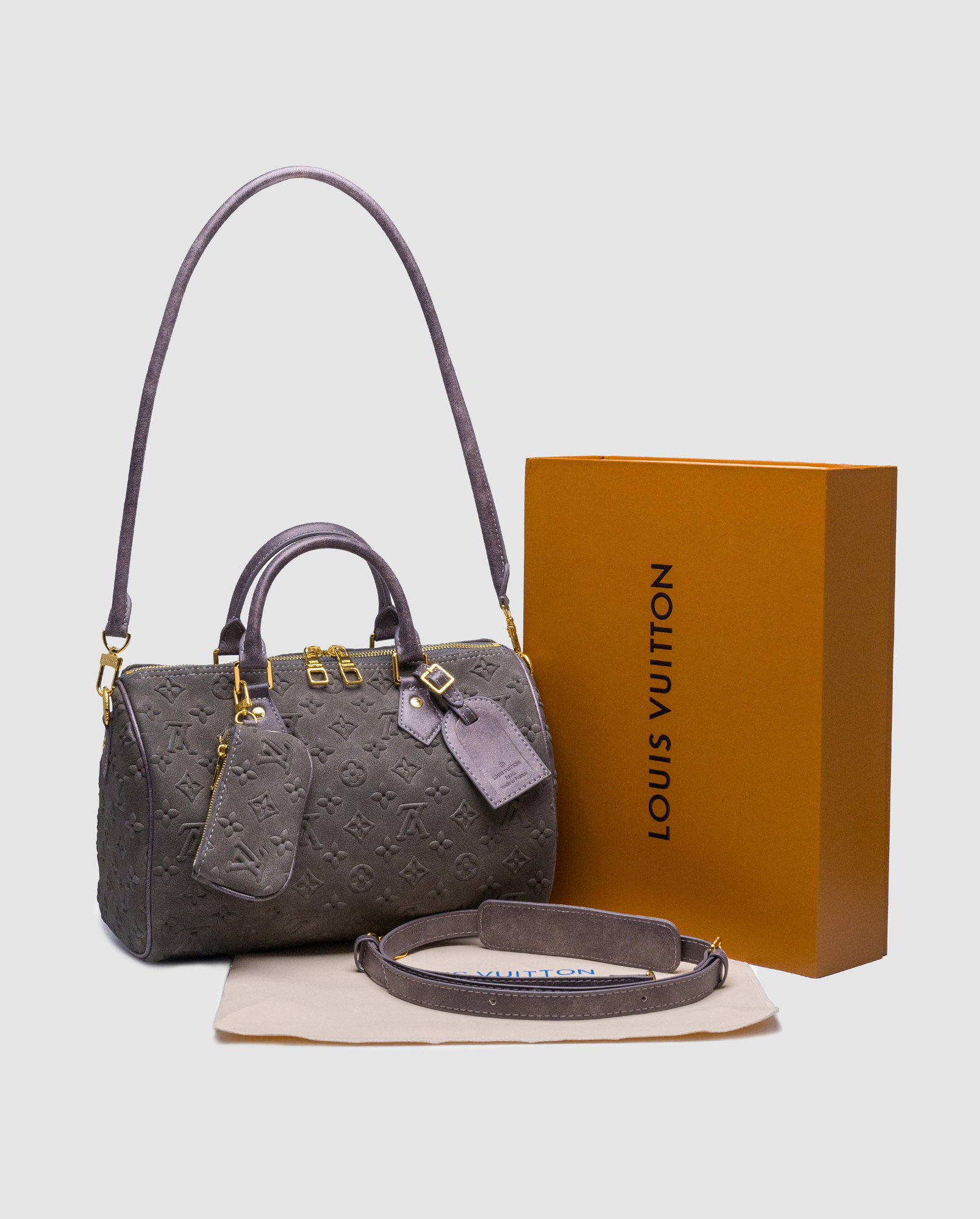 Louis Vuitton Speedy Bandoulière 30 Grey Suede - 7