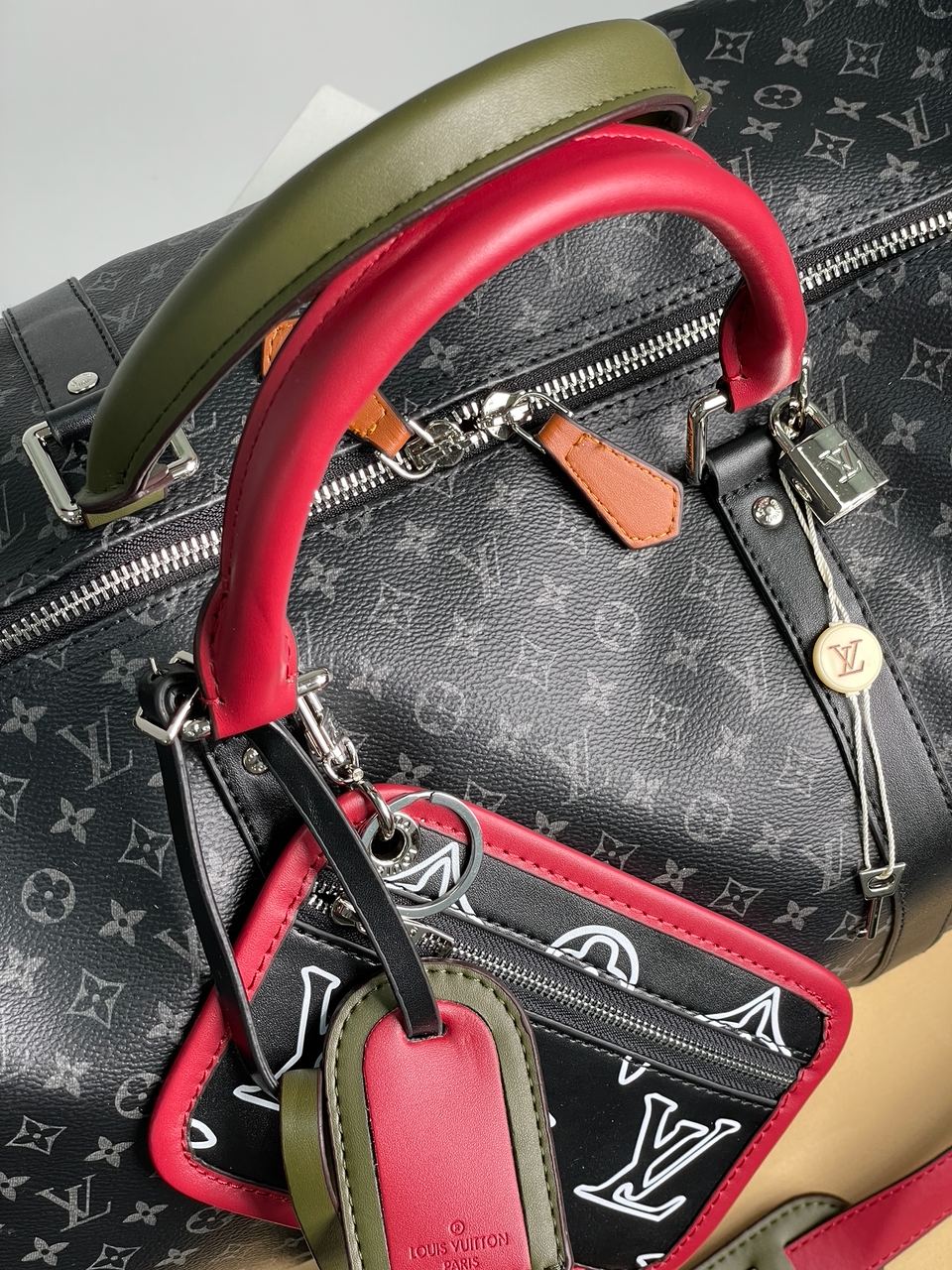 LV Keepall Bandouliere Bag Limited Edition Patchwork Monogram Eclipse 50 - 10