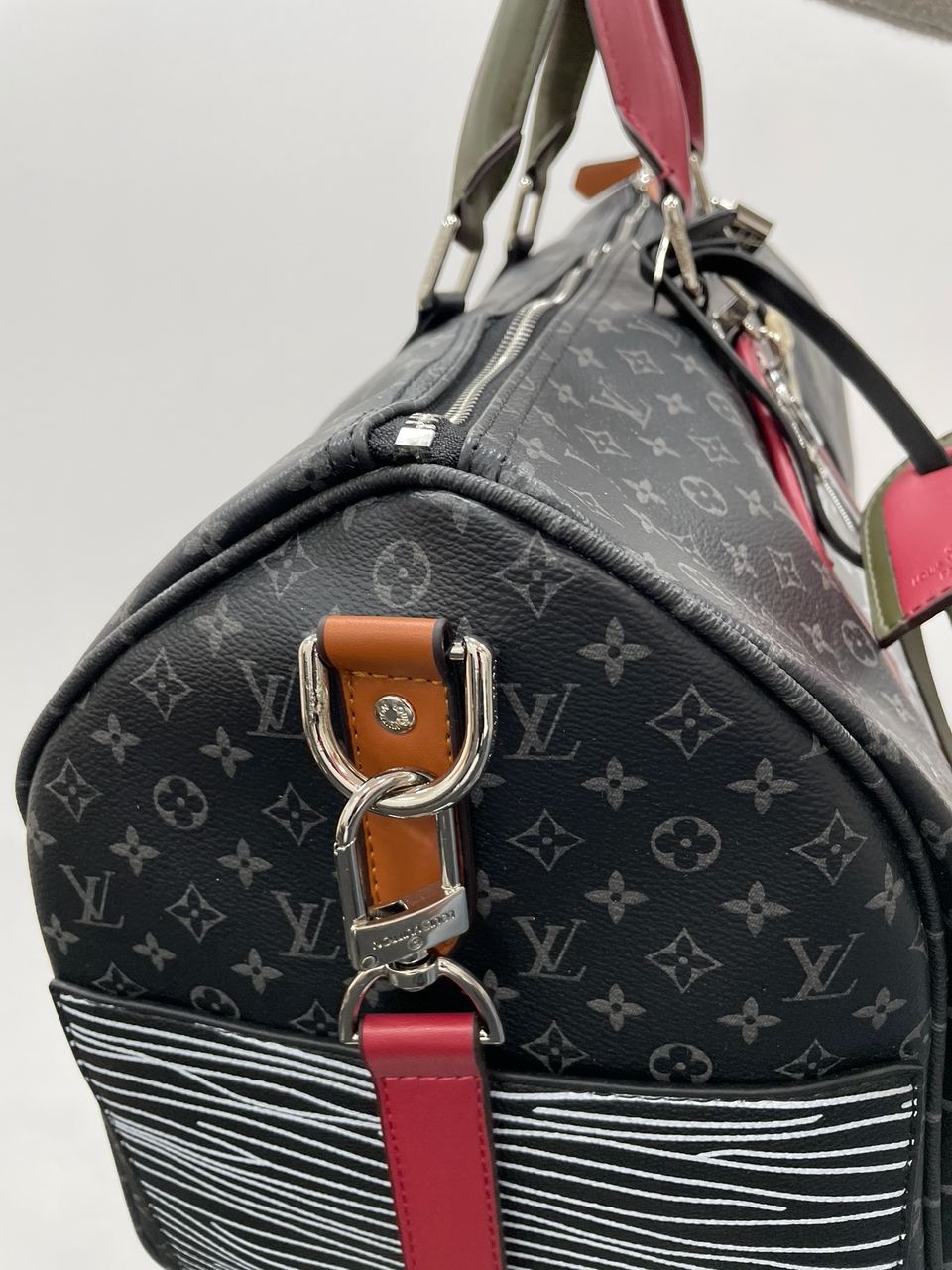 LV Keepall Bandouliere Bag Limited Edition Patchwork Monogram Eclipse 50 - 11