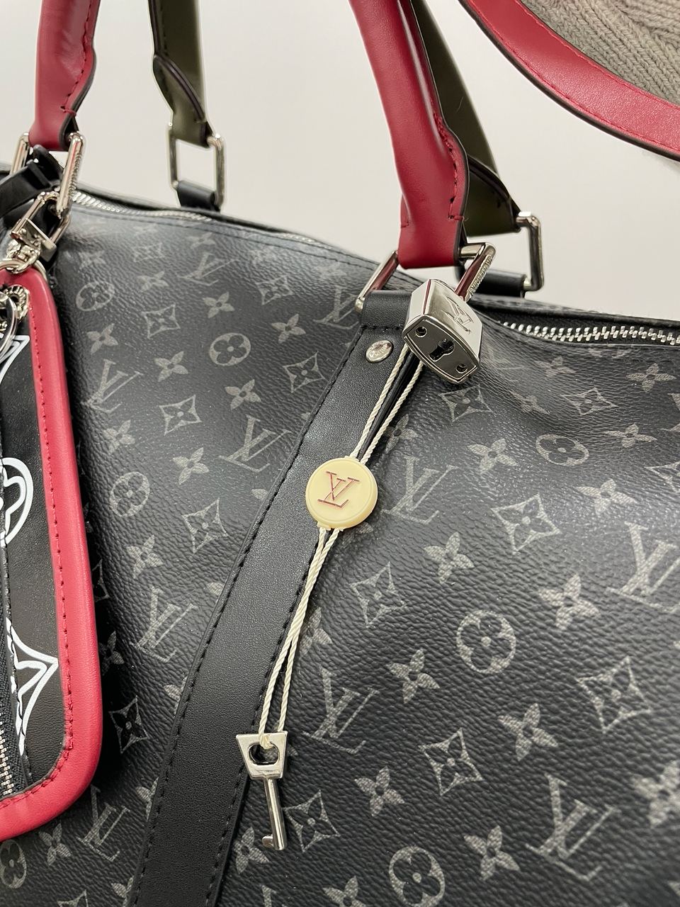 LV Keepall Bandouliere Bag Limited Edition Patchwork Monogram Eclipse 50 - 13