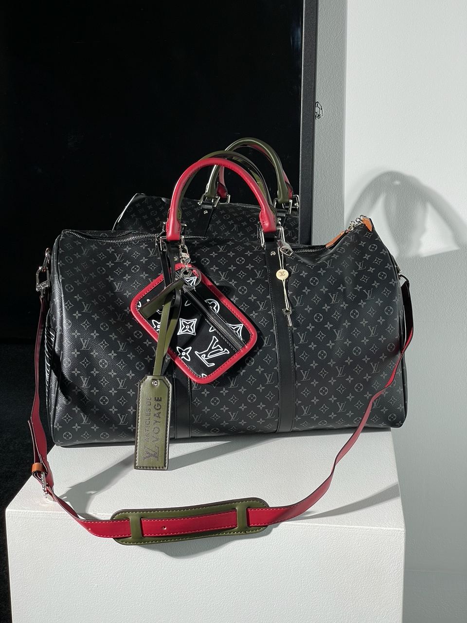 LV Keepall Bandouliere Bag Limited Edition Patchwork Monogram Eclipse 50 - 2