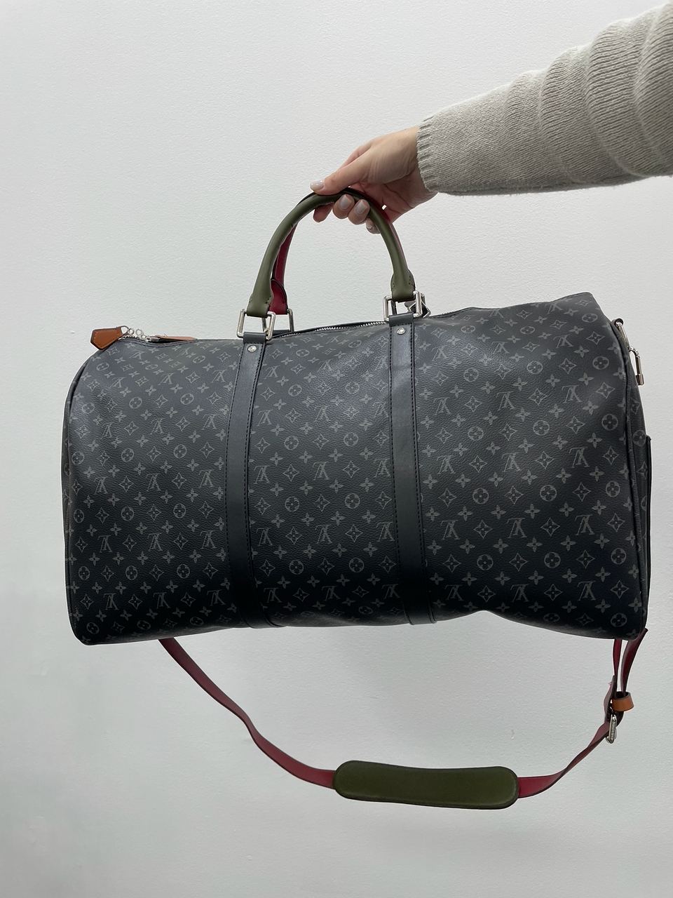 LV Keepall Bandouliere Bag Limited Edition Patchwork Monogram Eclipse 50 - 9