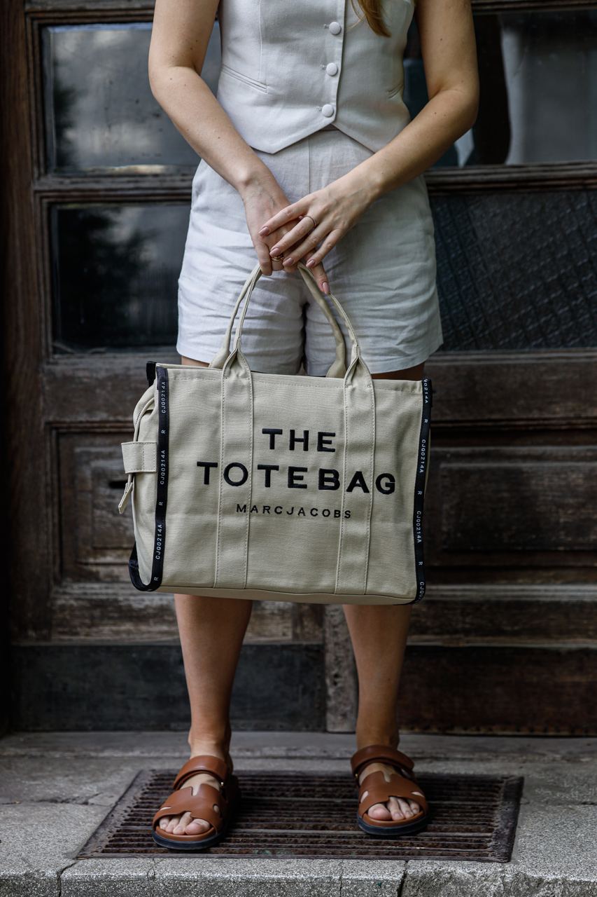 Marc Jacobs The Jacquard Large Tote Bag Beige - 4