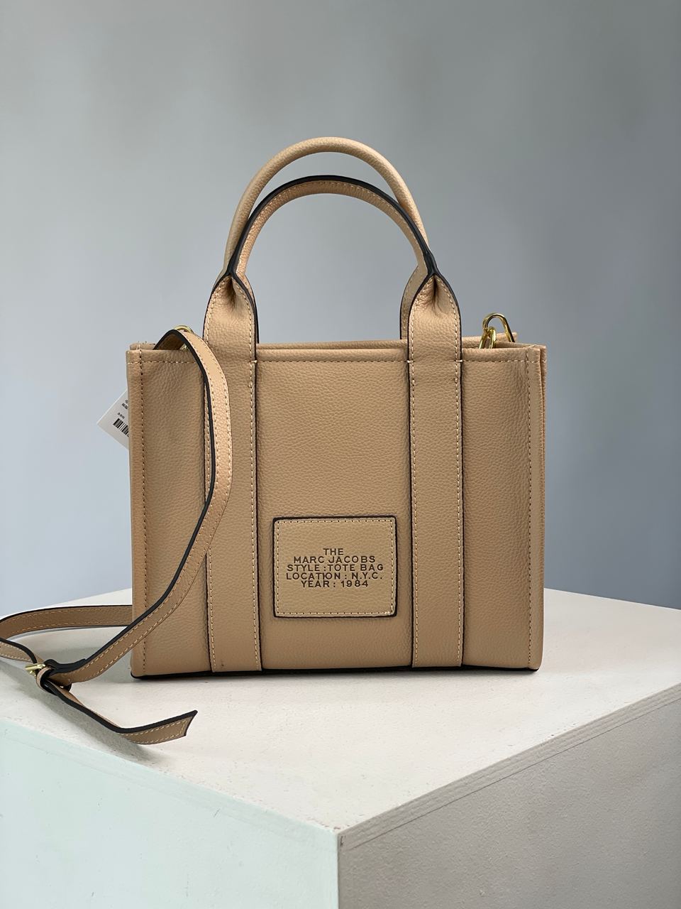 Marc Jacobs The Leather Small Tote Bag Beige - 13