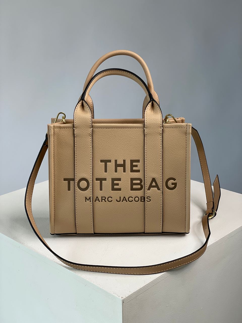 Marc Jacobs The Leather Small Tote Bag Beige - 3