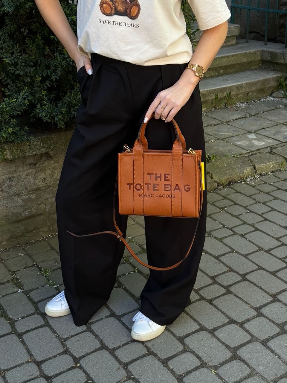 Marc Jacobs The Leather Small Tote Bag Brown - 7