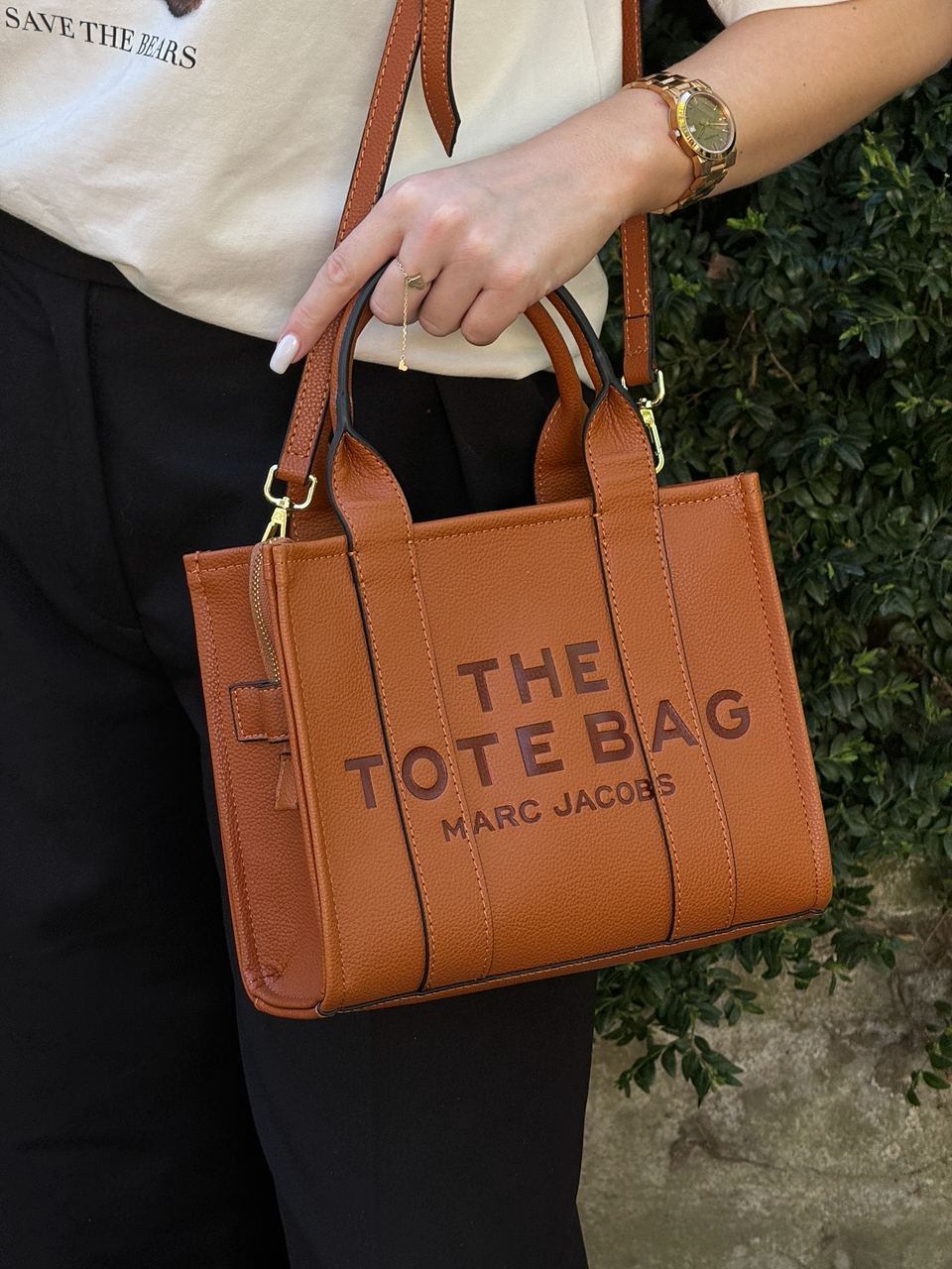 Marc Jacobs The Leather Small Tote Bag Brown - 9