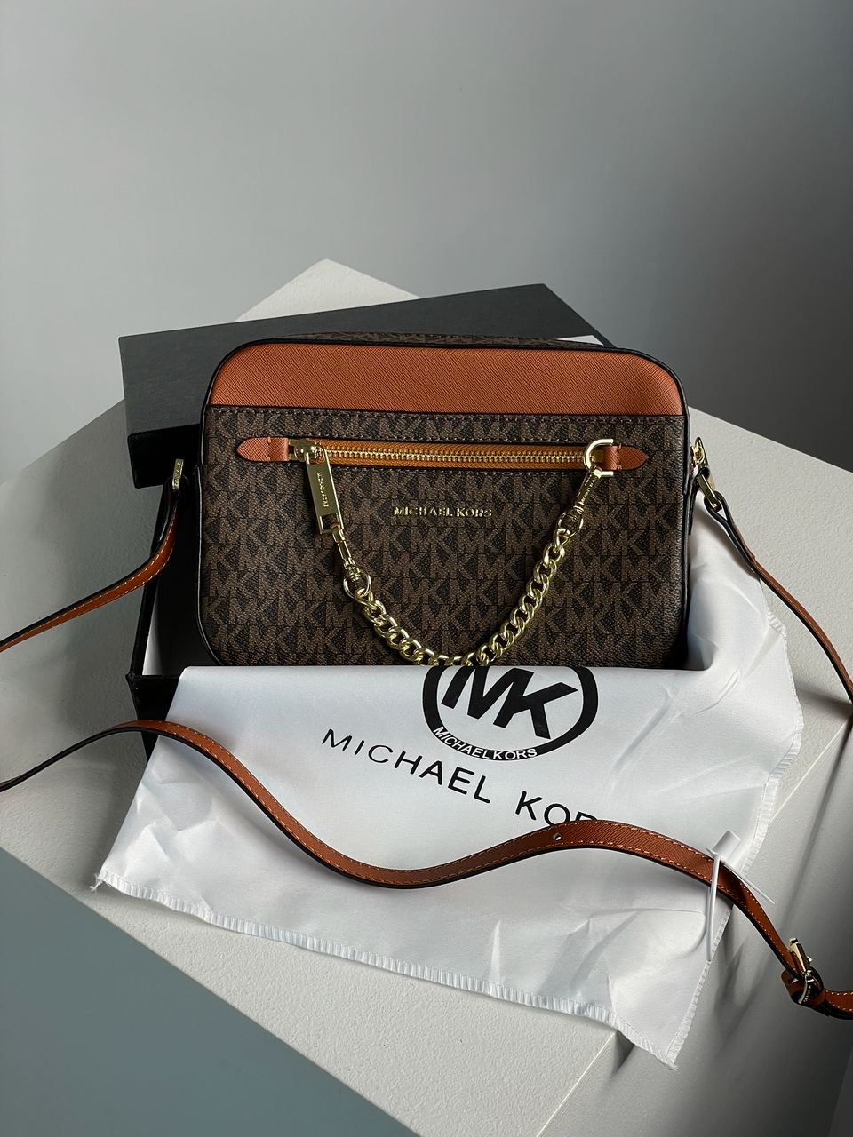 Michael Kors Jet Set Large Logo Crossbody Bag Brown - 2