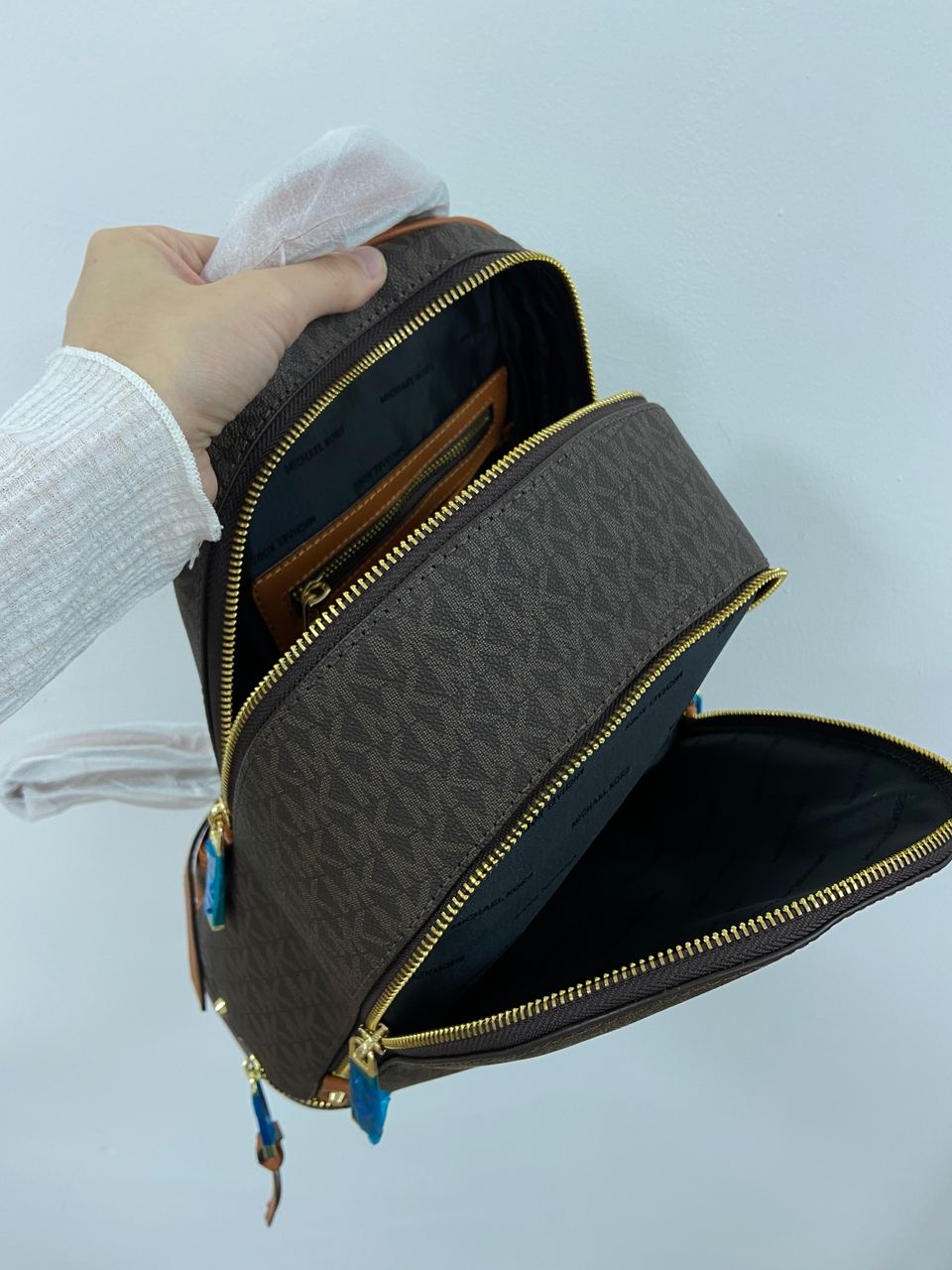 Michael Kors Large Rhea Logo Backpack Brown - 19