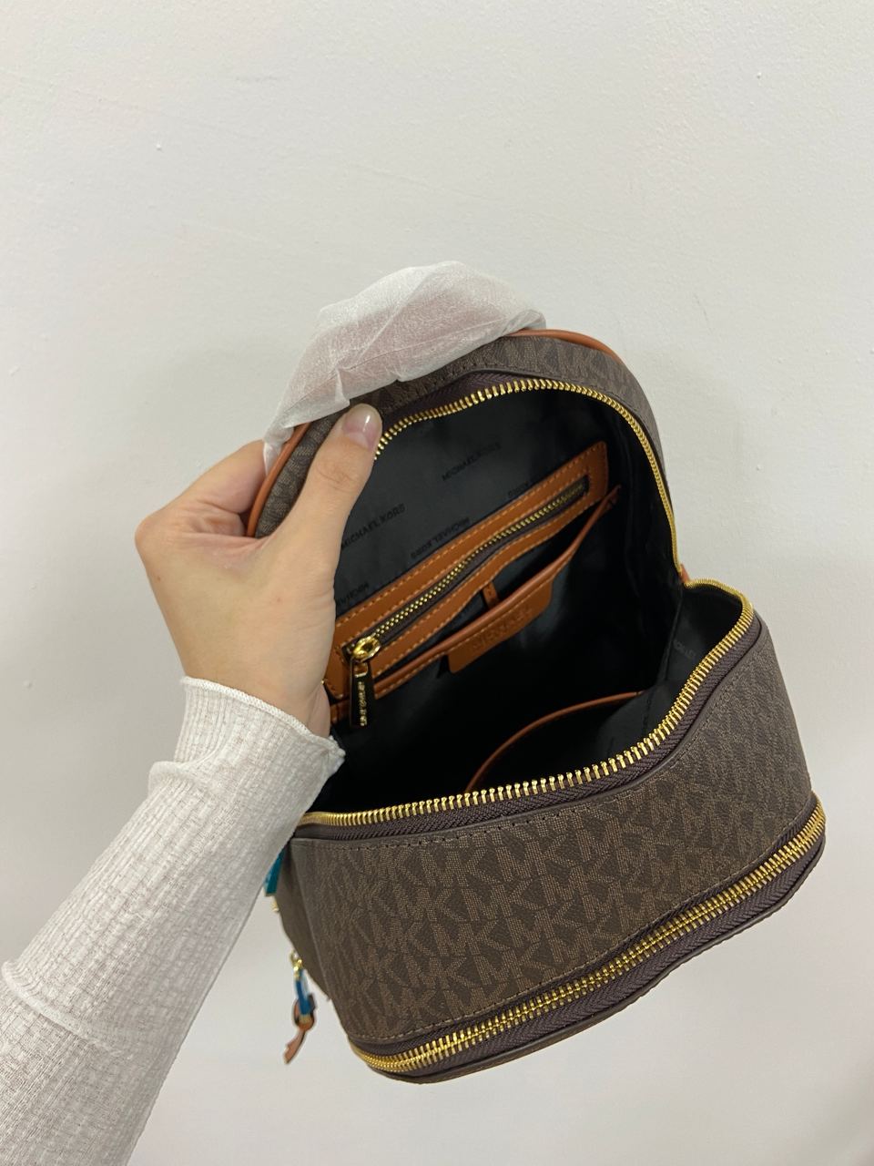 Michael Kors Large Rhea Logo Backpack Brown - 20