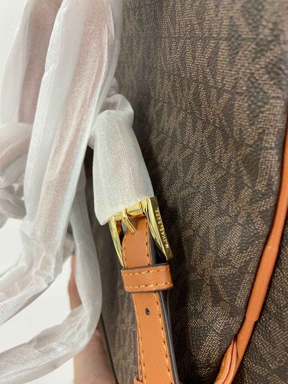 Michael Kors Large Rhea Logo Backpack Brown - 22