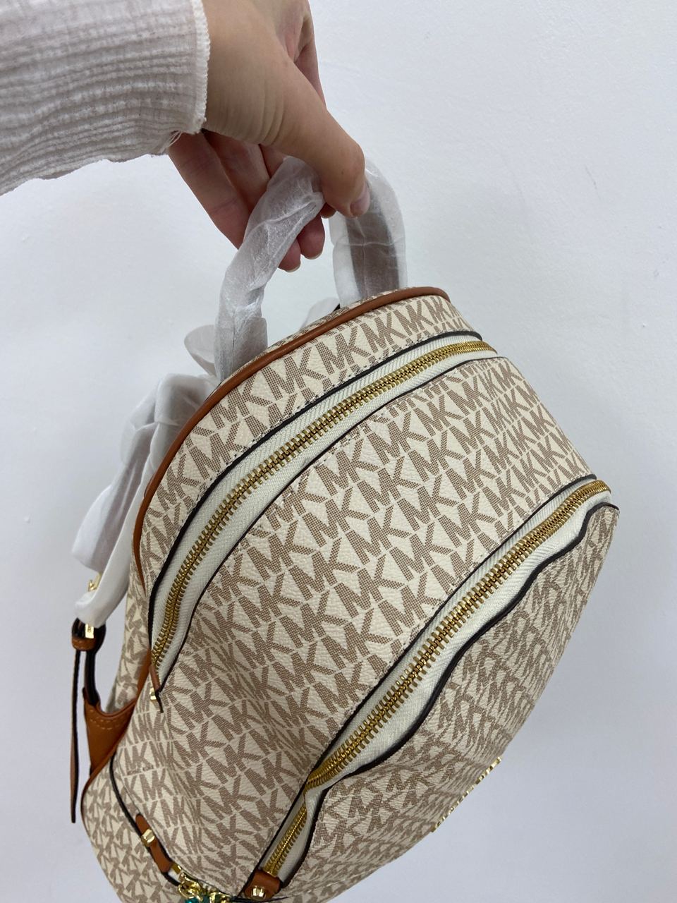 Michael Kors Large Rhea Logo Backpack Ivory - 19
