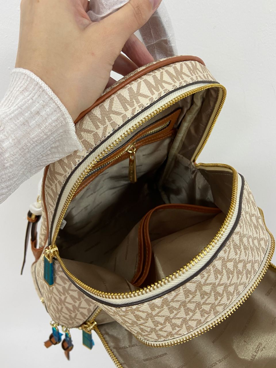 Michael Kors Large Rhea Logo Backpack Ivory - 22