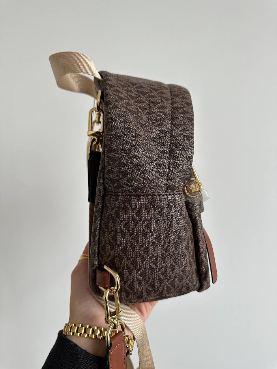 Michael Kors Slater Extra Small Convertible Messenger Brown/Acorn Backpack - 3