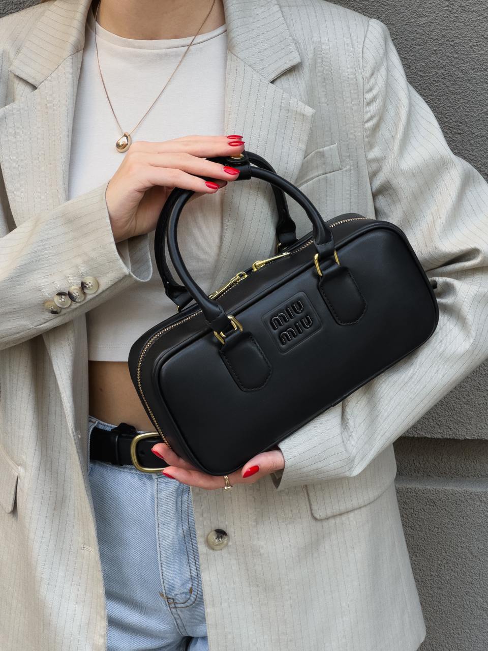 Miu Miu Arcadie Leather Bag Black - 10