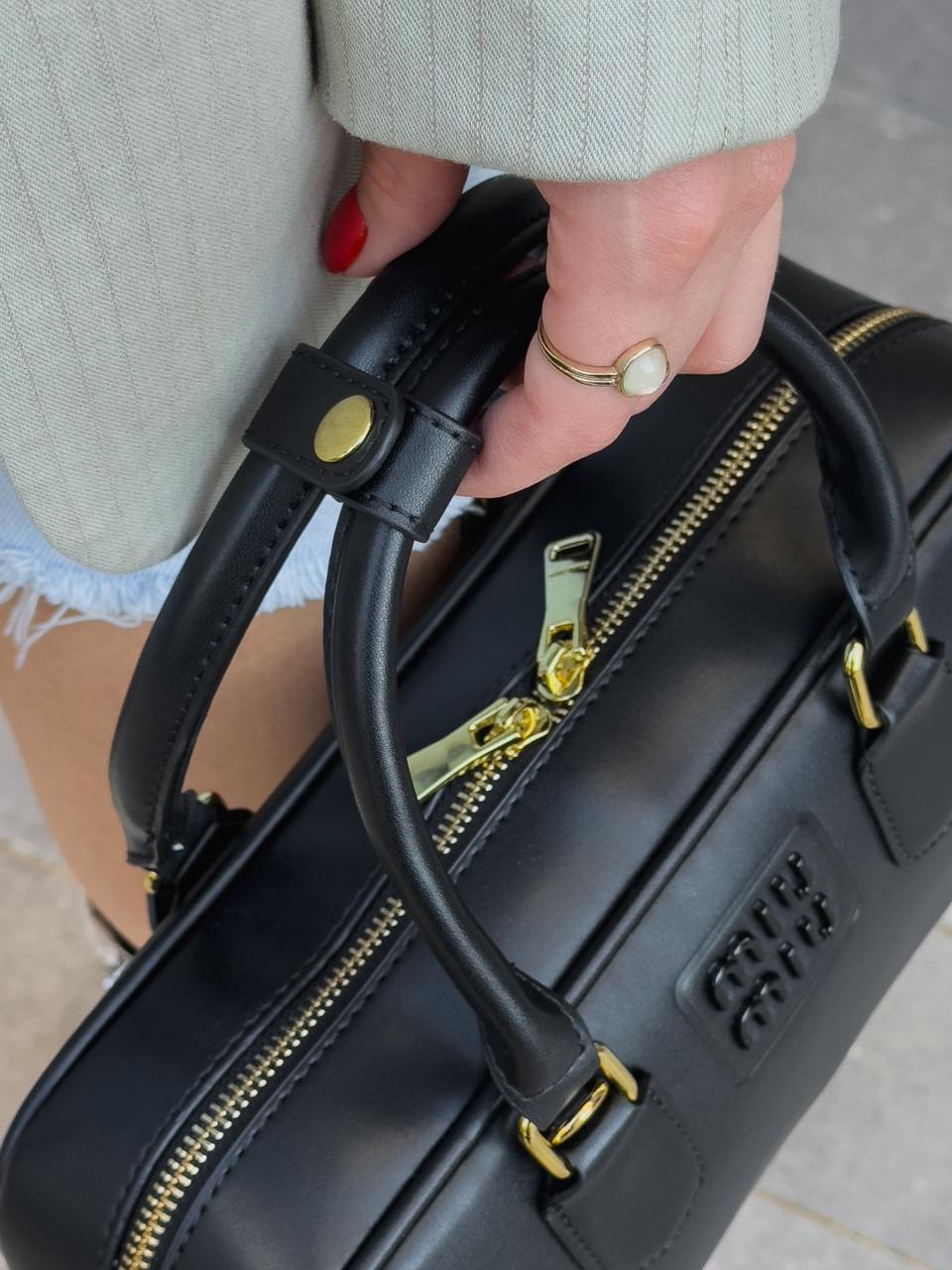 Miu Miu Arcadie Leather Bag Black - 14