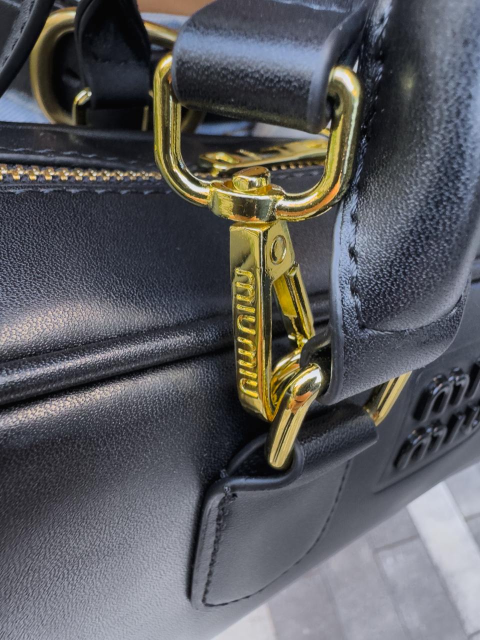 Miu Miu Arcadie Leather Bag Black - 19