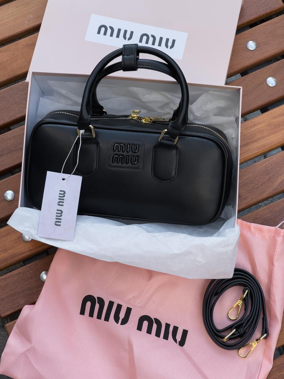 Miu Miu Arcadie Leather Bag Black - 2