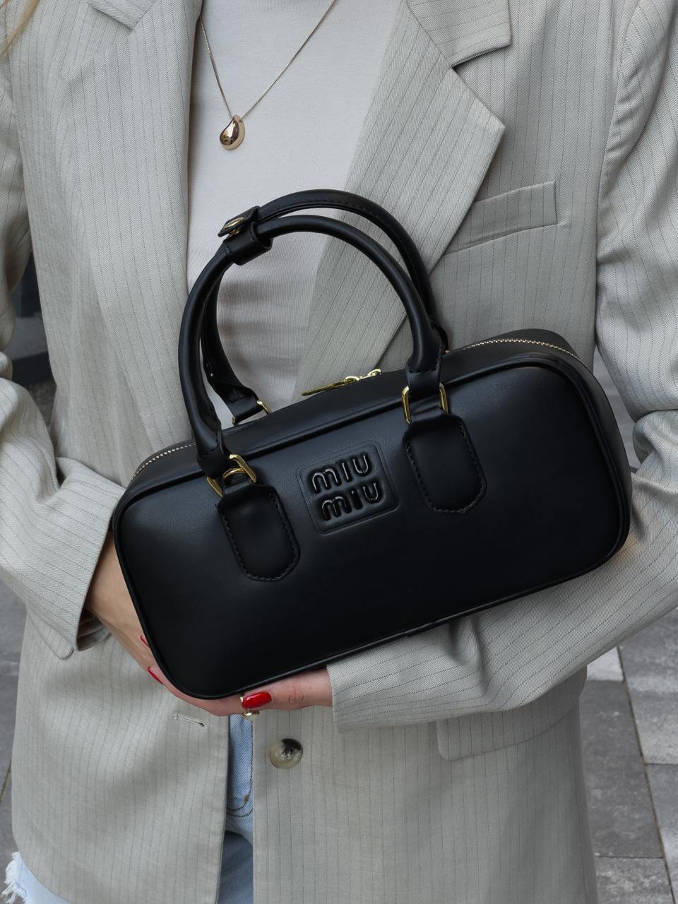 Miu Miu Arcadie Leather Bag Black - 3