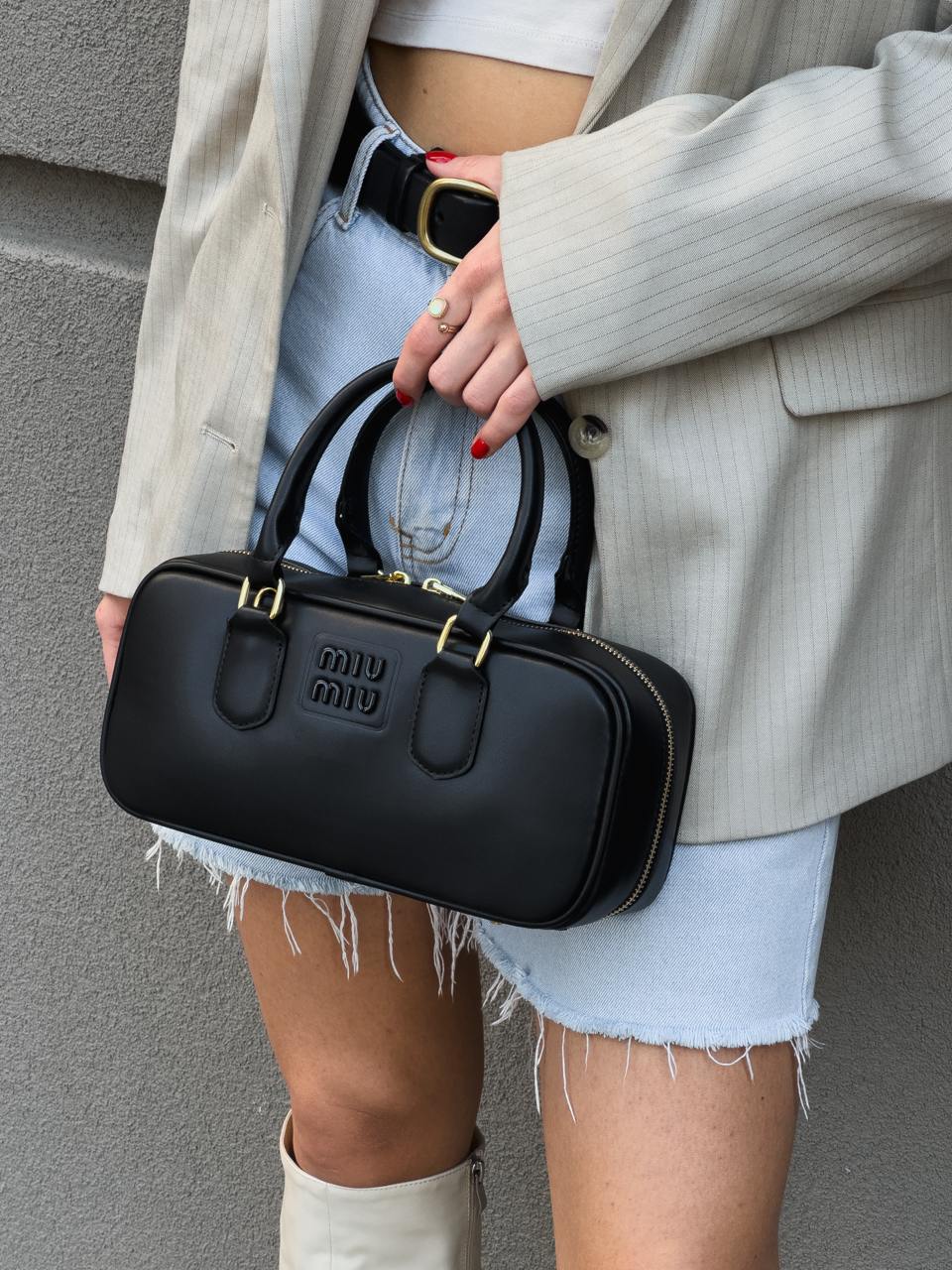 Miu Miu Arcadie Leather Bag Black - 4