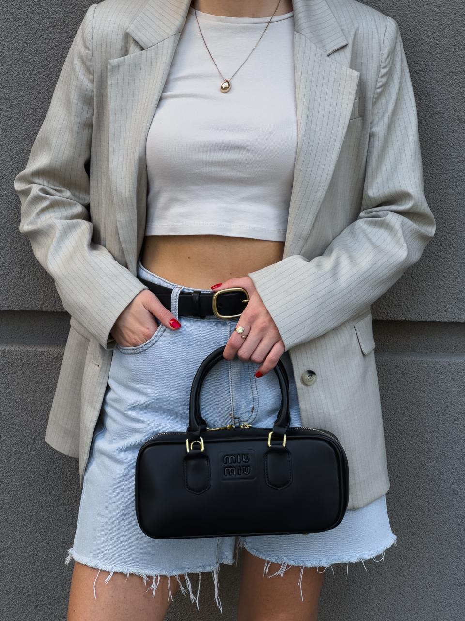 Miu Miu Arcadie Leather Bag Black - 5