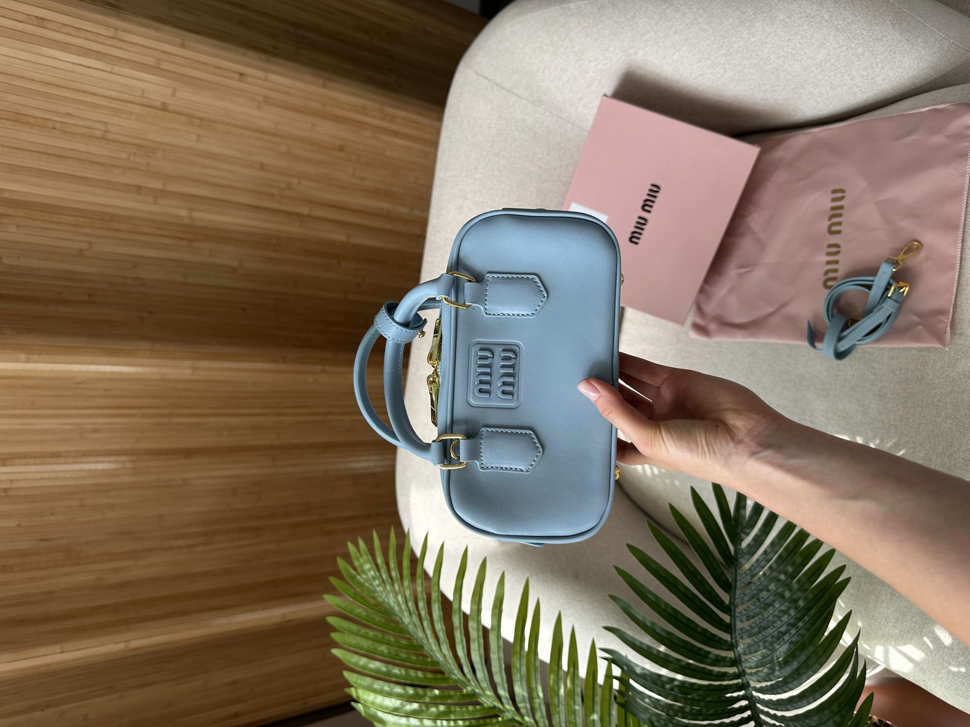 Miu Miu Arcadie Leather Bag Blue - 9