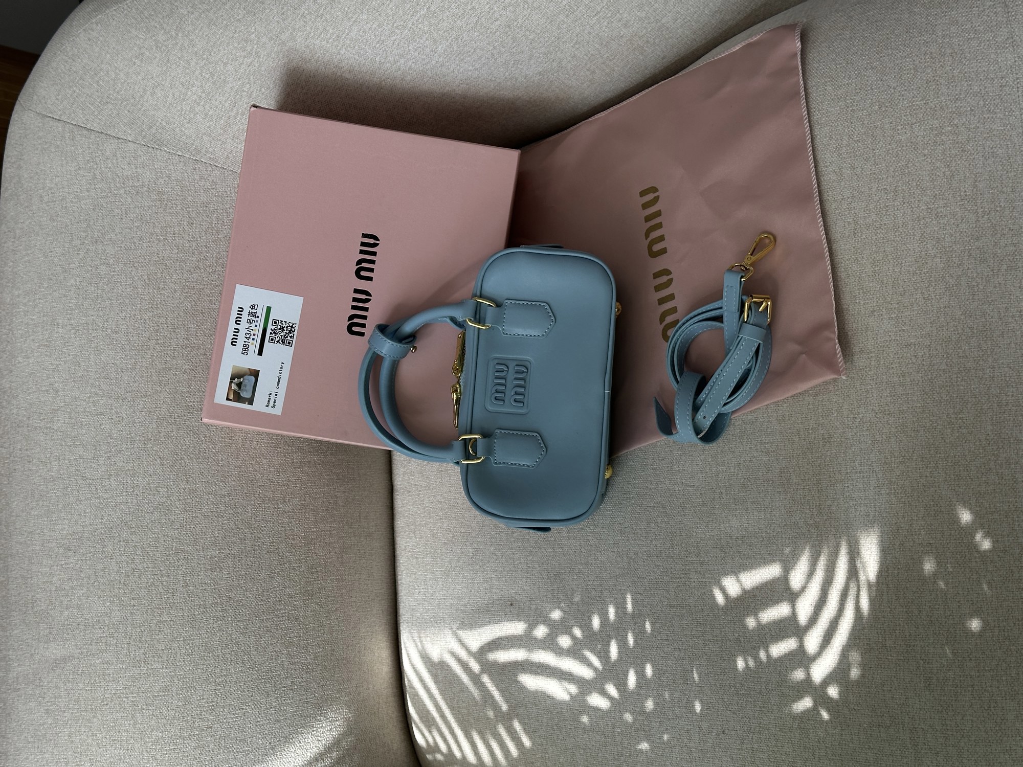 Miu Miu Arcadie Leather Bag Blue - 8