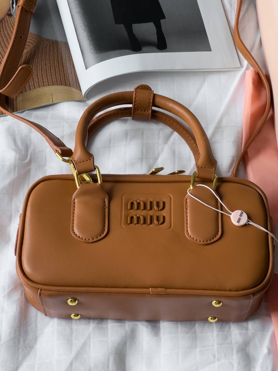 Miu Miu Arcadie Leather Bag Brown - 12