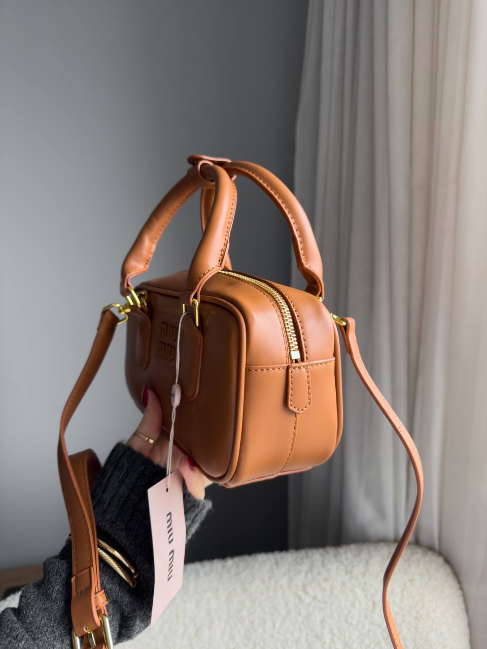 Miu Miu Arcadie Leather Bag Brown - 15